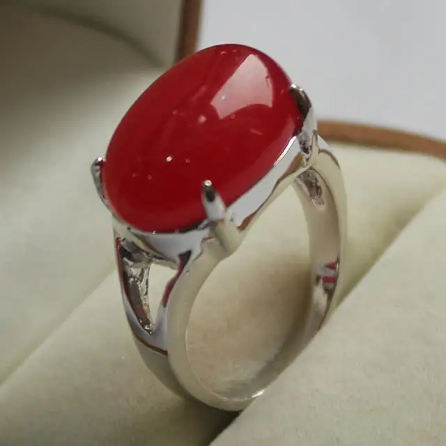 Модные украшения леди любимый красный камень с серебряным покрытием кольцо 7/8/9 #5