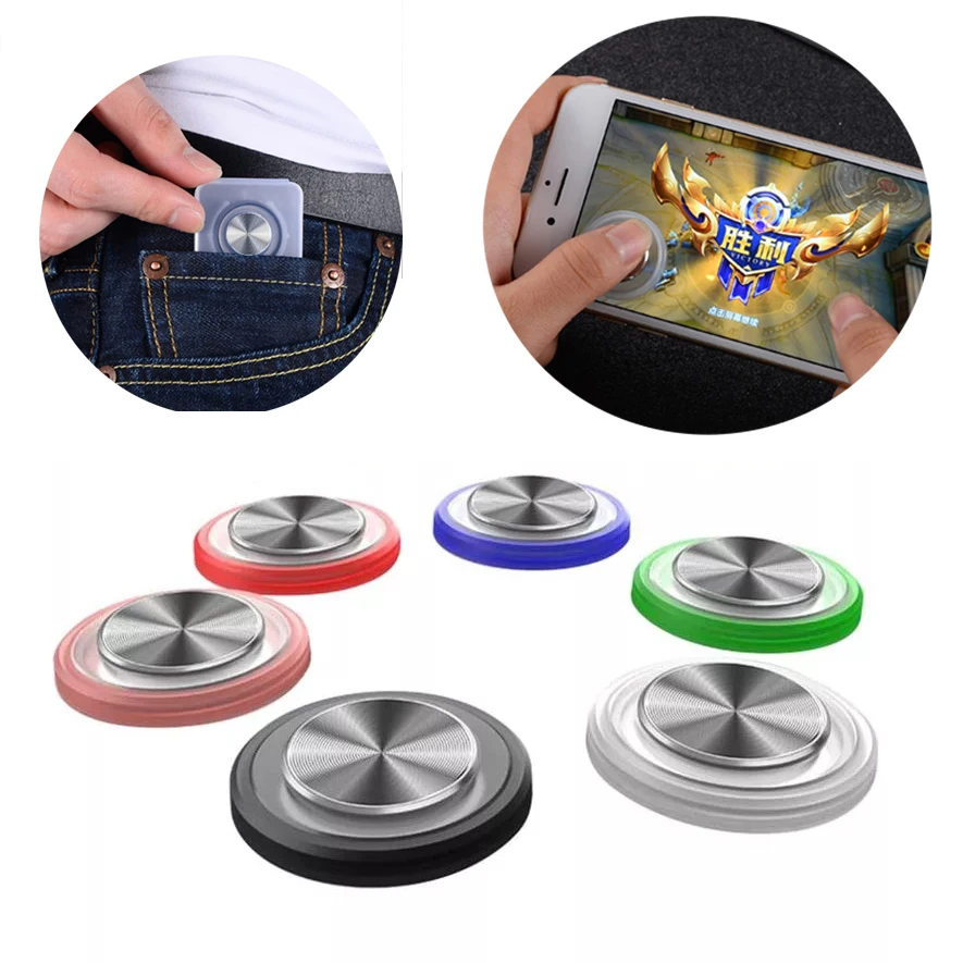 

Round Video Game Controller For Mobile Phone Android Iphone Tablet Rocker Metal Button Controller For PUBG With Suction Cup