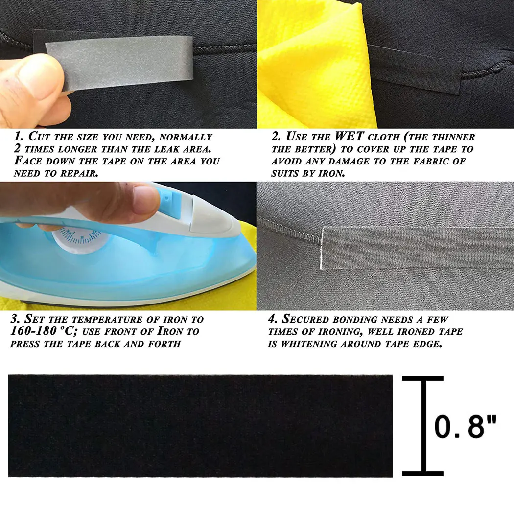 Iron on Hot Melt Seam Sealing Repair Adhesive Fusible Tape 3 Layer Patch for Gore-tex Waterproof Wetsuit Drysuit Fishing Waders