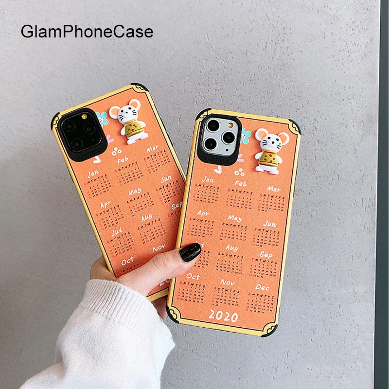 GlamPhone чехол год крысы календарь чехол для телефона для iPhone11Pro/Max X XS Max XR мягкий чехол для iPhone11 7 8 6 6s Plus чехол