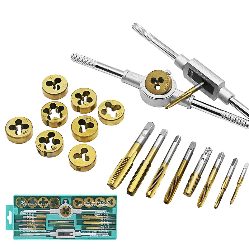20pcs/set Professional Titanium lating Dies Metric M3-M12 Screw With Tap Electrical Repair Tools | Инструменты