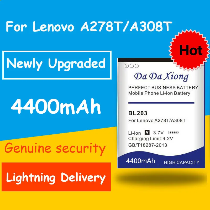 Новый аккумулятор 4400 мАч BL203 BL214 BL236 для Lenovo A278T A365E A308T A369 A66 A318T A385E A300T A208T A218T A269 A305E