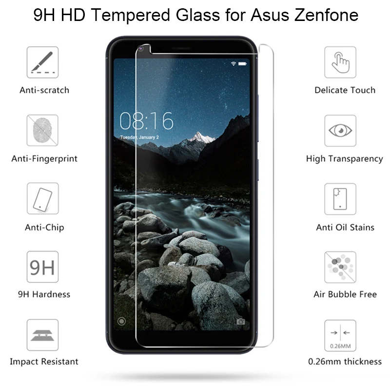 2 шт. 9H закаленное стекло для Asus Zenfone ZE520KL ZE552KL A500KL A600CG Защита экрана Live L1 L2 6 5 4 3 |