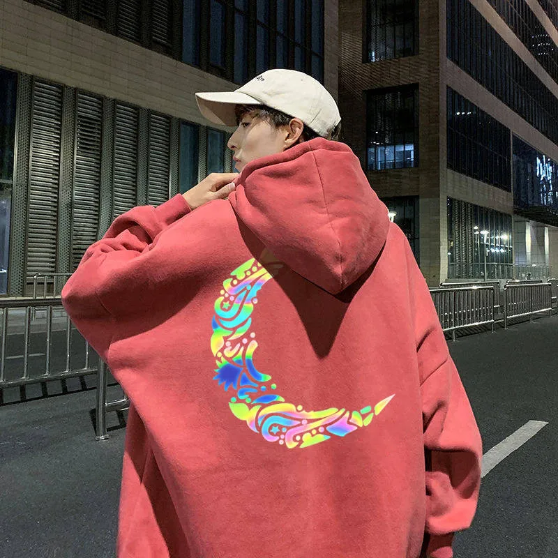 Светоотражающая Толстовка Cool Moon черная свободная толстовка с капюшоном уличная