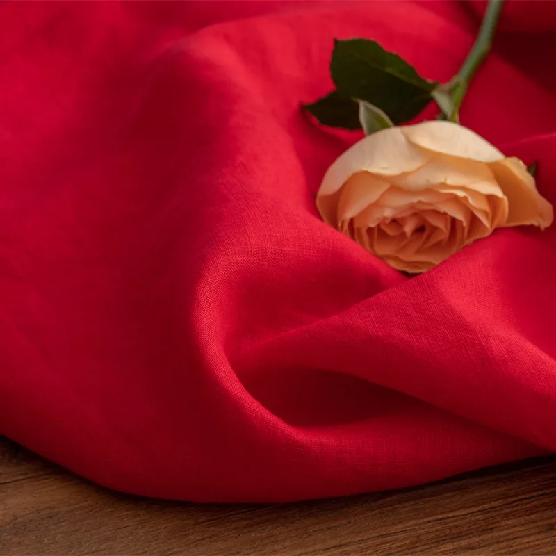 Качественная льняная ткань красивый красный гранат материал модное платье брюки