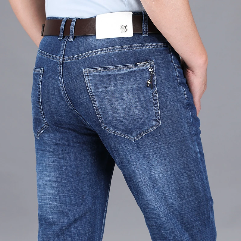 

VAJANED 2022 spring and summer brand lightweight stretch fit straight-leg jeans business casual men's classic slim thin jeans