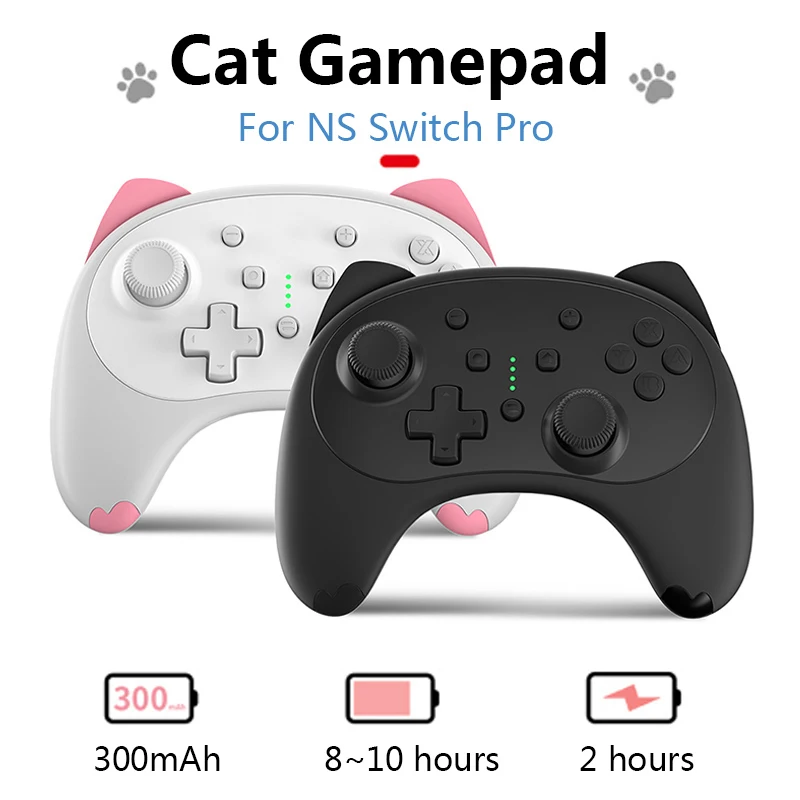 

For Switch Pro Controller For Nintendo Switch / Switch Lite, Pink Cartoon Kitten, Hold comfortably, Wireless Controller Gamepad