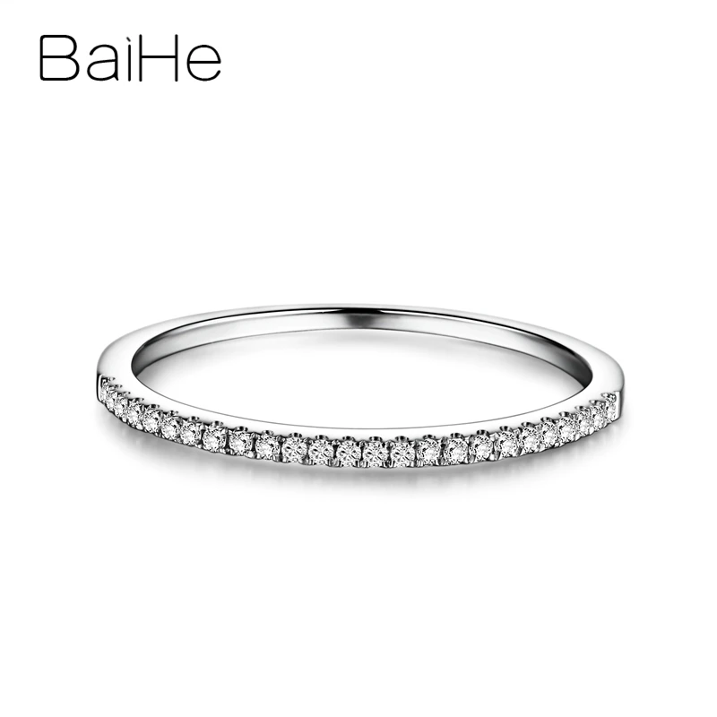 

BAIHE однотонное 10k белое золото 0.1CT круглые натуральные бриллианты ювелирные изделия для женщин на годовщину свадьбы женское классическое из...