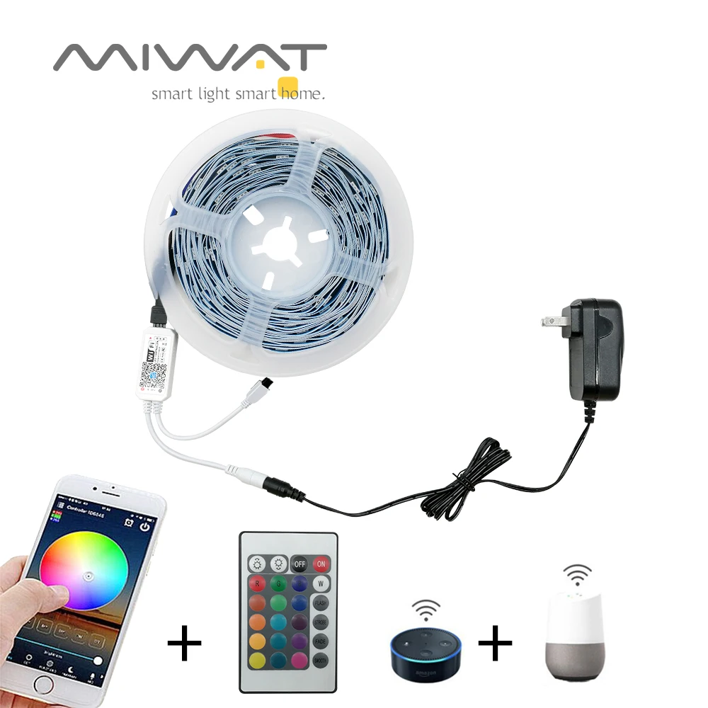 Светодиодная лента SMD5050 RGB с дистанционным управлением Wi Fi и Bluetooth комплект из