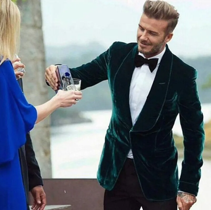 

Handsome Velveteen Groomsmen Shawl Lapel Groom Tuxedos Men Suits Wedding/Prom/Dinner Best Blazer(Jacket+Pants+Tie) 051