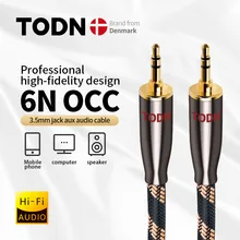 TODN Aux Cable 6N OCC Jack 3.5MM To 3.5MM Audio Cable Jack Speaker For iPhone Computer Car Speaker For iPad For Huawei Xiaomi