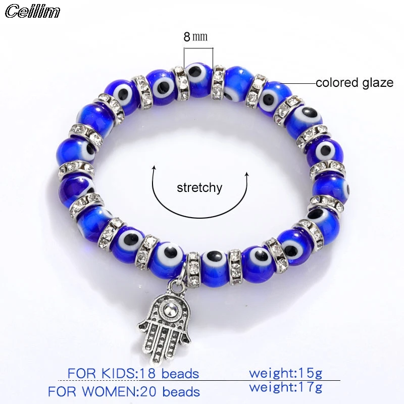 

Couple Religious Eye Charm Blue Beads Bracelet Lucky Hamsa Hand Fatima Palm Evil Turkish Bracelets For Women Pulsera Friendship