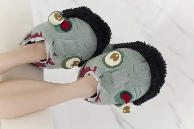 

Zombie Slippers Evil Taste New Autumn and Winter Children's Plush Slippers Cartoon Slippers Adult Indoor Warm Cotton Slippers