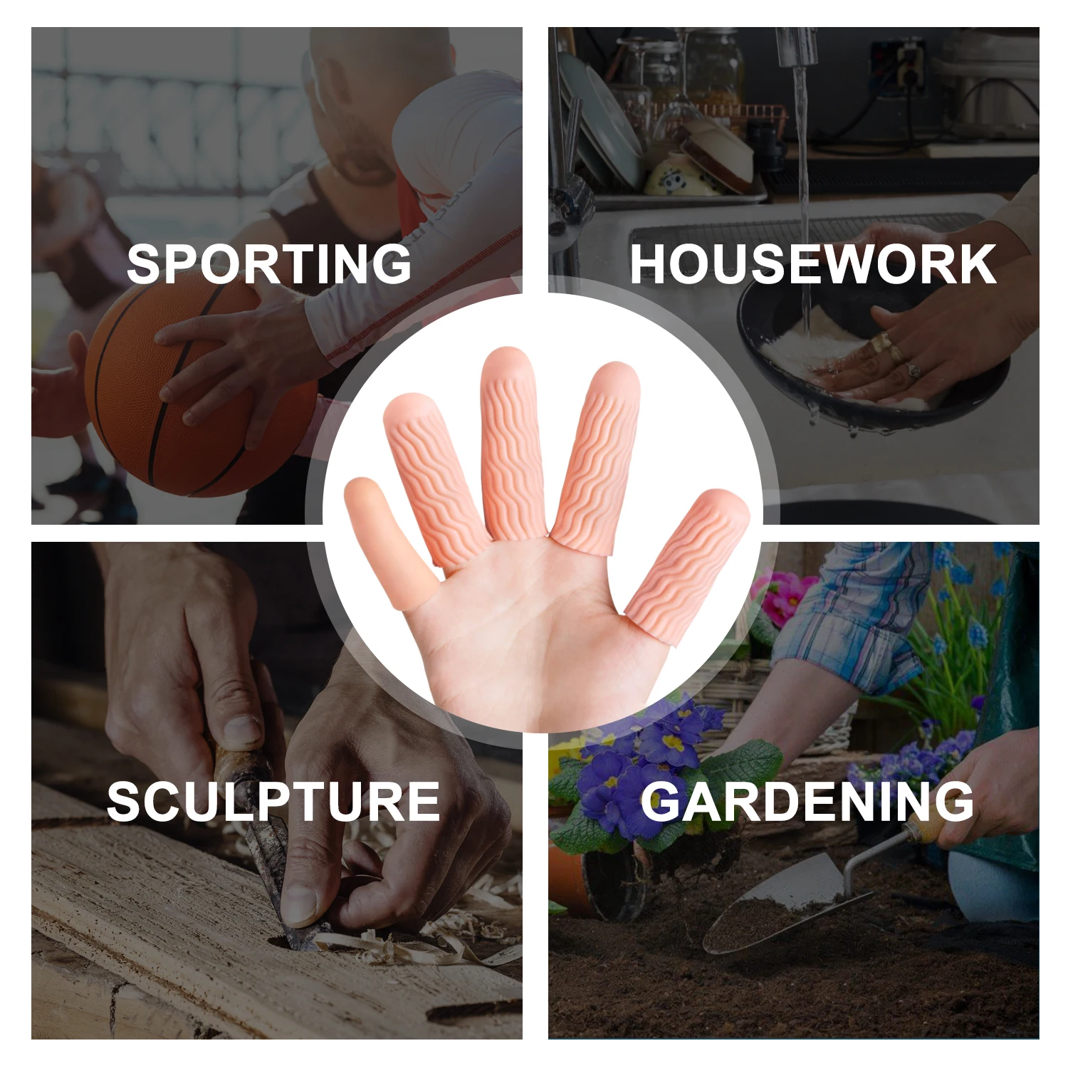 

2pcs Sumifun Gel Finger Protector Silicone Finger Sleeves For Trigger Arthritis Cracked Corn