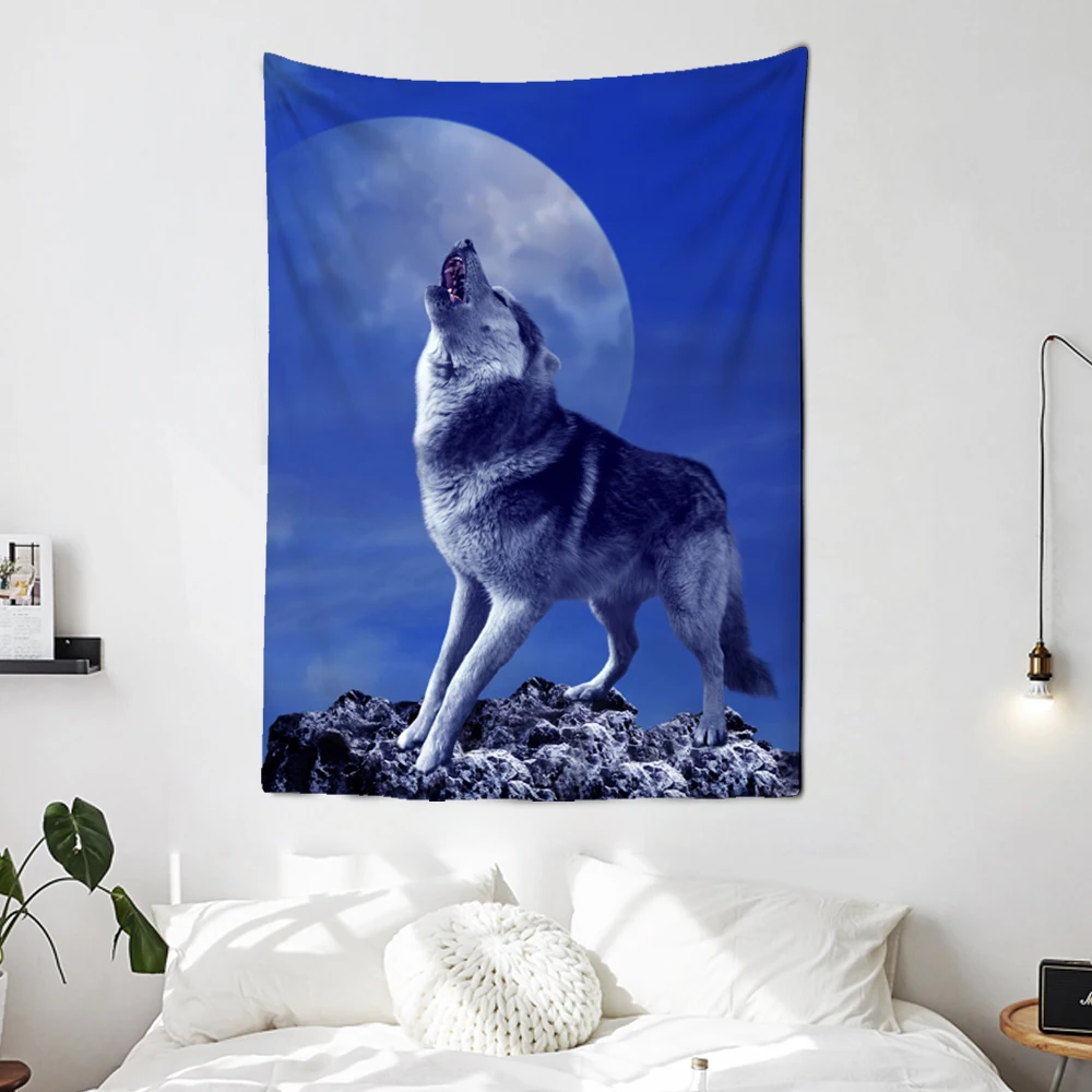 Howl of a wolf Holy гобелены с изображением животных Настенный декор чакра ковер