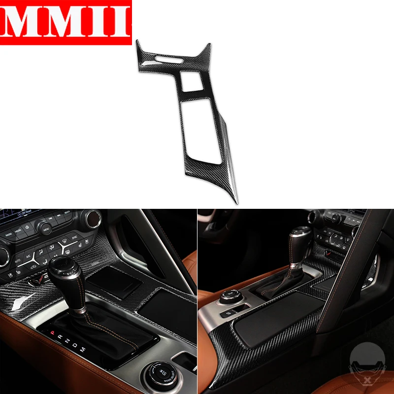 For Chevrolet Corvette C7 2014-2019 Carbon Fiber Center Console Gear Panel Frame Hard Cover Trim Decoration Interior Accessories