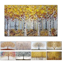 unframed hand painted knife gold tree oil painting on canvas large palette 3d paintings for living room modern abstract wall art