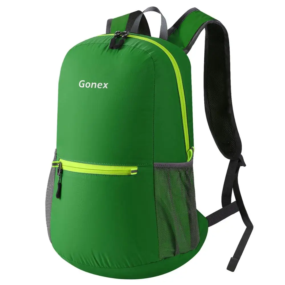 Green Gonex 20L сверхлегкий рюкзак, водонепроницаемый складной рюкзак, нейлоновая сумка для школы, путешествий, пеших прогулок, спорта на открытом воздухе,, семейная активность - Цвет: Green