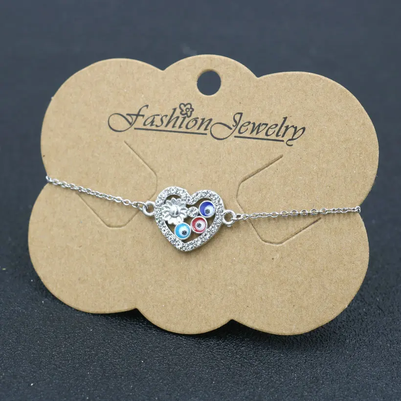 Романтическая любовь сердце сглаза браслет для женщин тонкая цепочка с клипсами