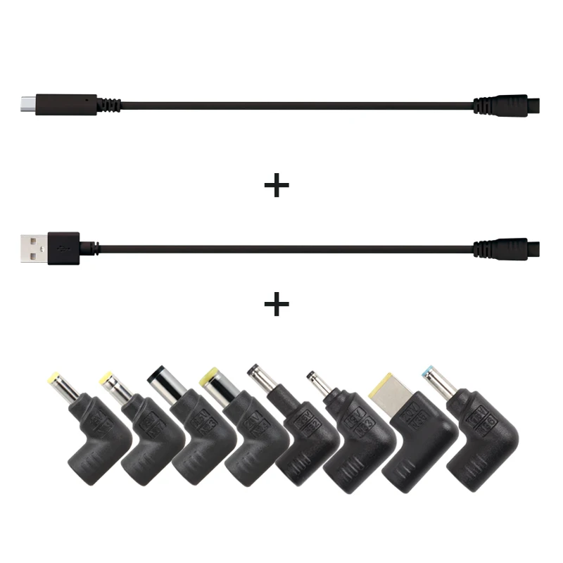 LVSUN-USB-3pin + cable DC de USBC-3 Pines, 8 conectores de puntas DC, N04, N07, N23, N24, N32, N33, N35, N36, para la mayoría de los portátiles de carga
