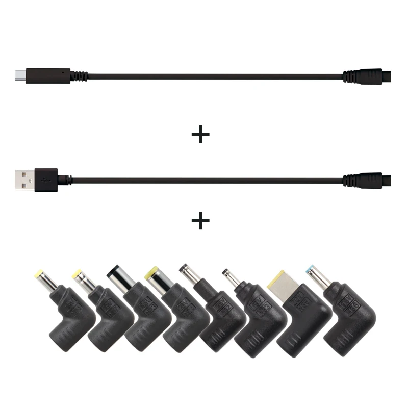 LVSUN USB 3pin + USBC 3 pin DC cable 8 разъемов tips N04 N07 N23 N24 N32 N33 N35 N36 для большинства зарядных