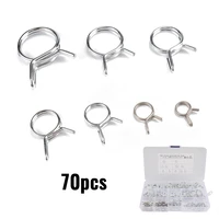 70pcs stainless steel spring tube clamp double wire fuel line hose tube clamps for car motorcycle rv