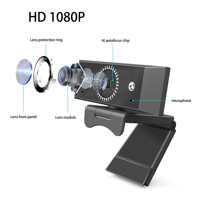 

1080P Web Camera 360 Rotating USB 2.0 Auto Focusing Webcam with Microphone for Computer PC Laptop Desktop Video HCCY