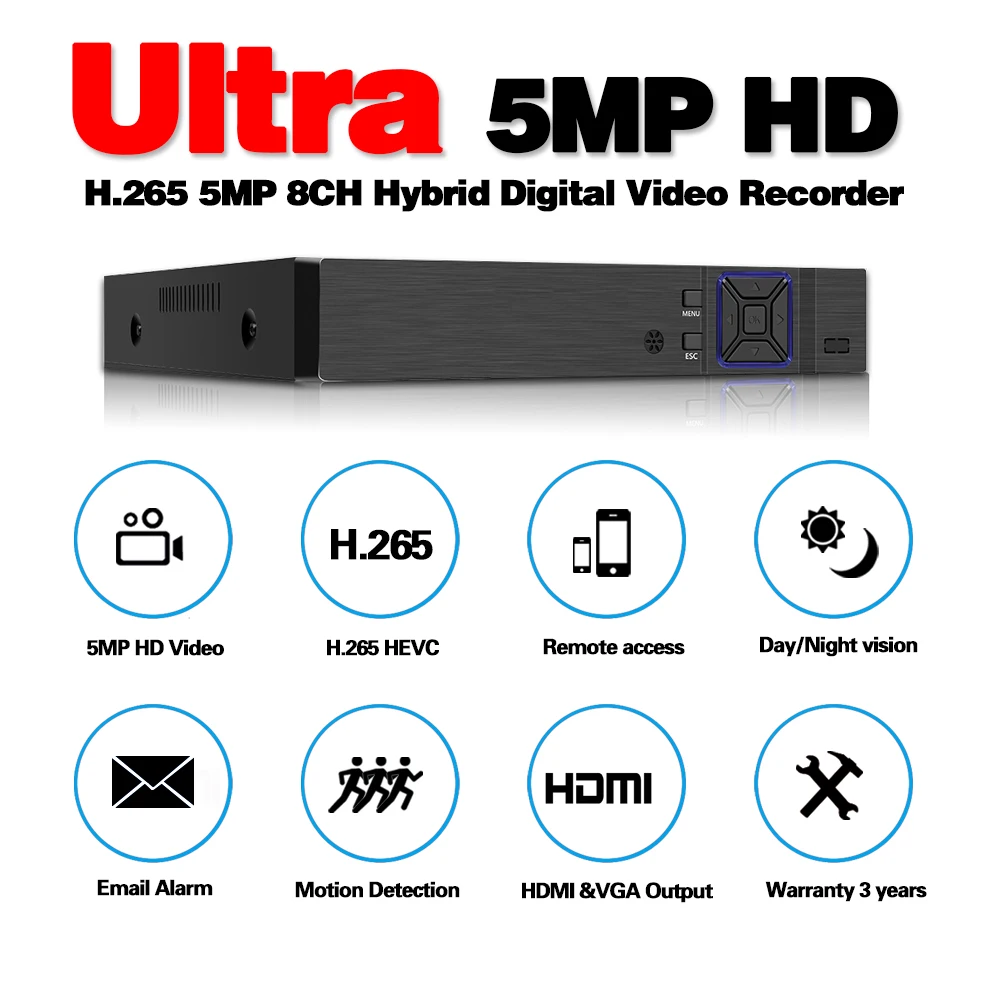 Камера видеонаблюдения HD 5 в 1 МП AHD DVR NVR XVR 8 каналов 1080 P 4 гибридный