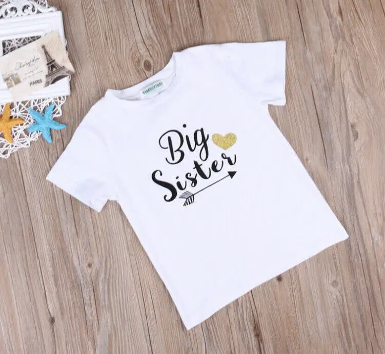 Summer Big Sister Little Brother Family Matching Toddler Kids Baby Boys Little Brother Romper Girls Big Sister Tshirt