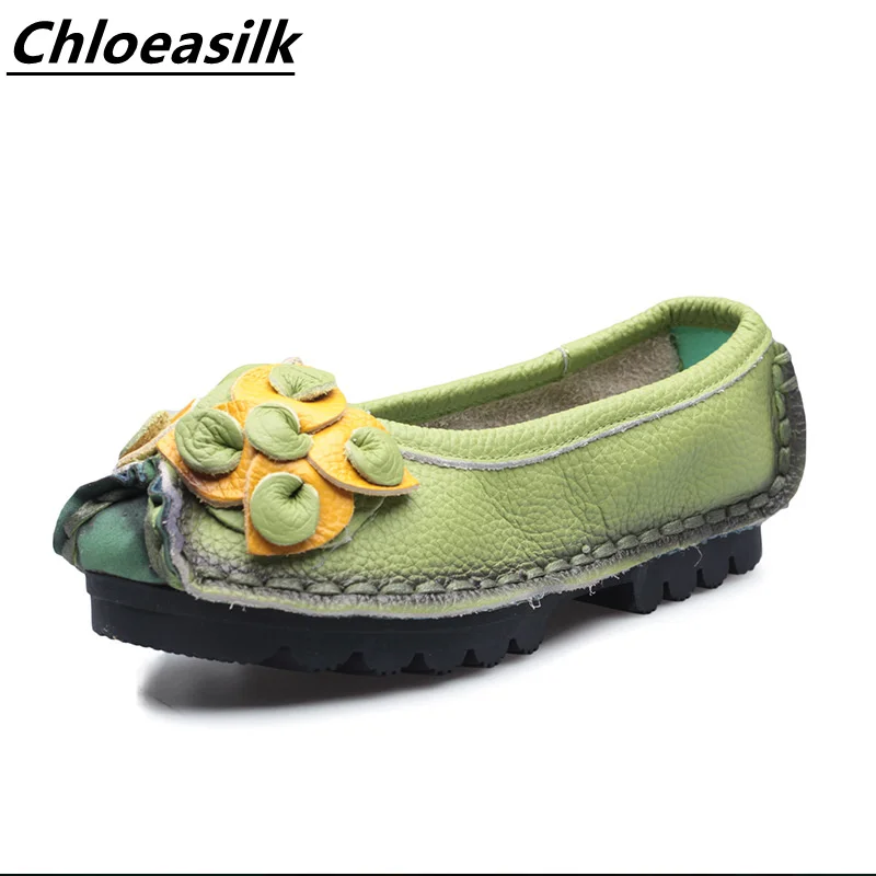 

Original Handmade Leather Shoes Cowhide Flat Single Soft Sole Mother Shoes Leisure Personality Flower Shoes