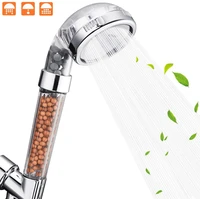 shower head handheld high pressure filter filtration stone stream shower head water saving ionic with 1 and 3 function adjustab