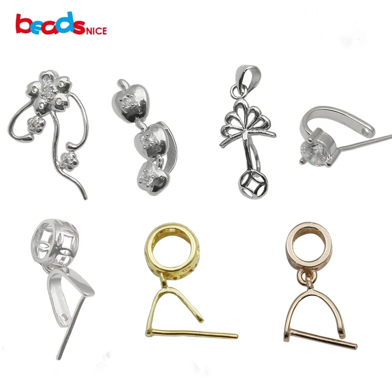 Beadsnice твердый Серебряный 925 кулон клип-пинч фурнитура ювелирный Соединитель Кулон застежки на ожерелье для изготовления подвесок ID34628