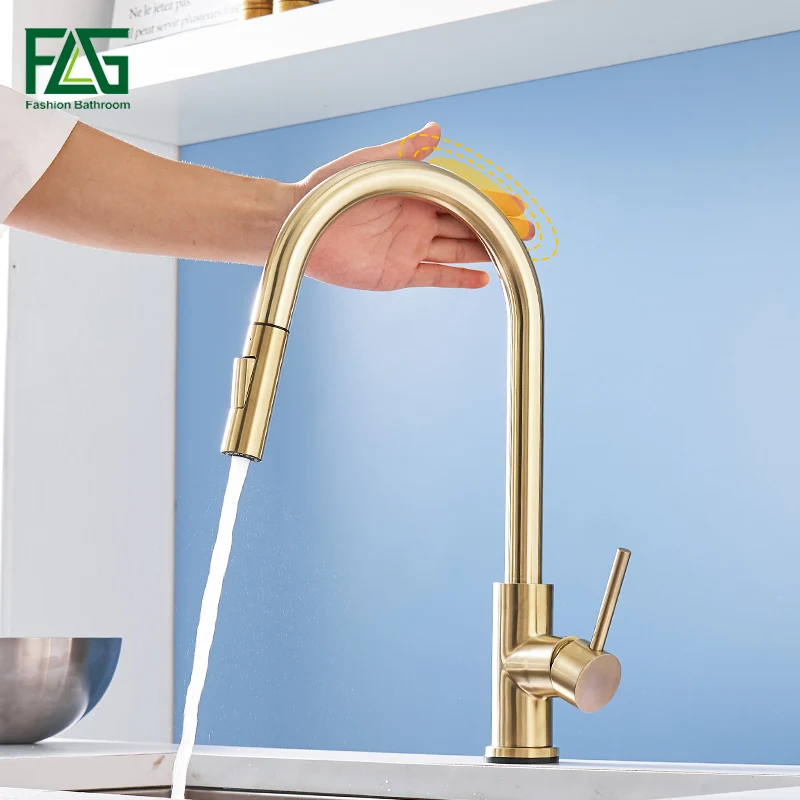 FLG кухонные краны с сенсорным управлением из матового золота умный сенсорный