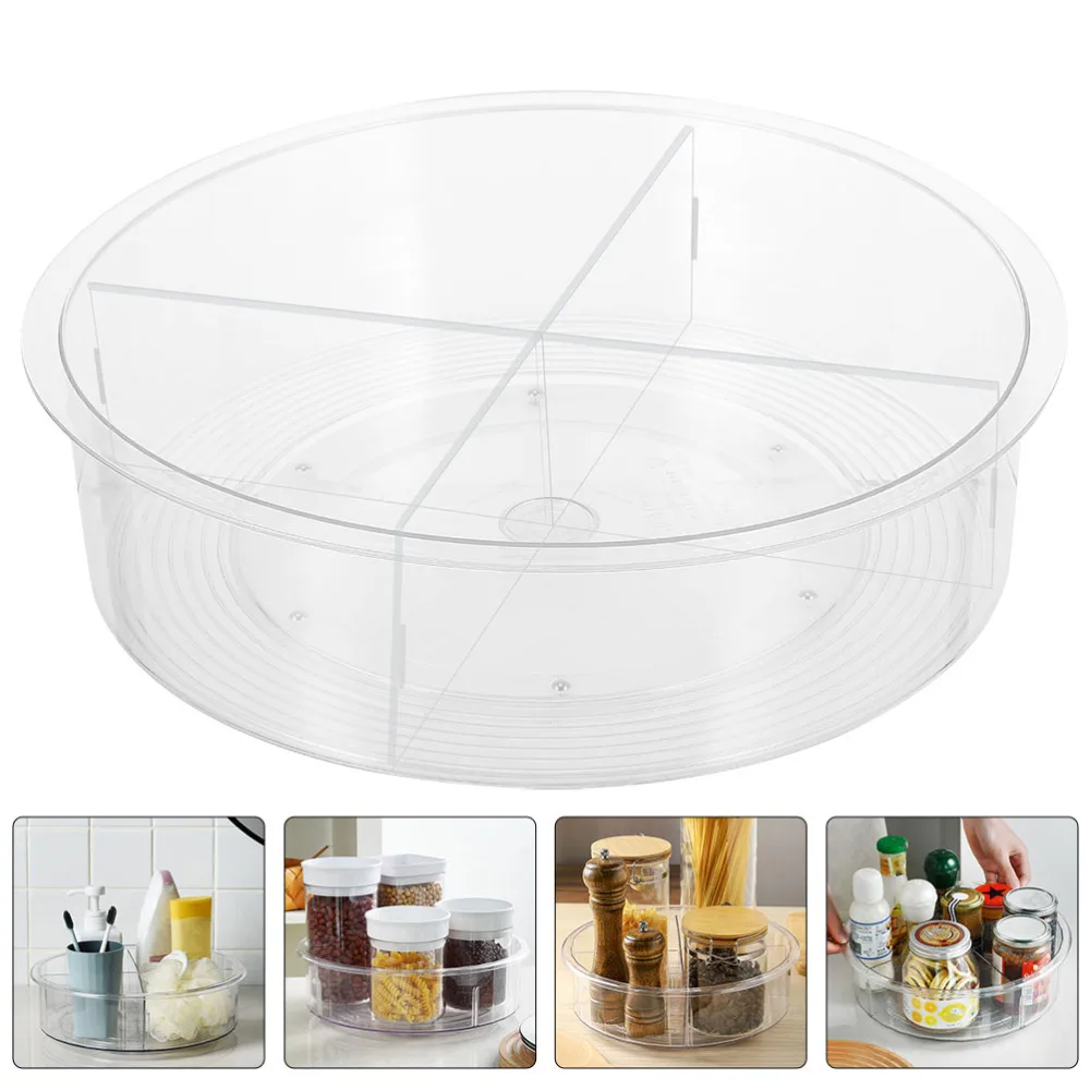 

1 Pc Rotatable Kitchen Seasoning Jar Storage Box Bathroom Cosmetic Storage Rack (Transparent)
