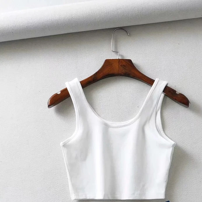 

Sexy Women Summer Crop Tops Sleeveless Short Cotton U Collar Knitted Bar