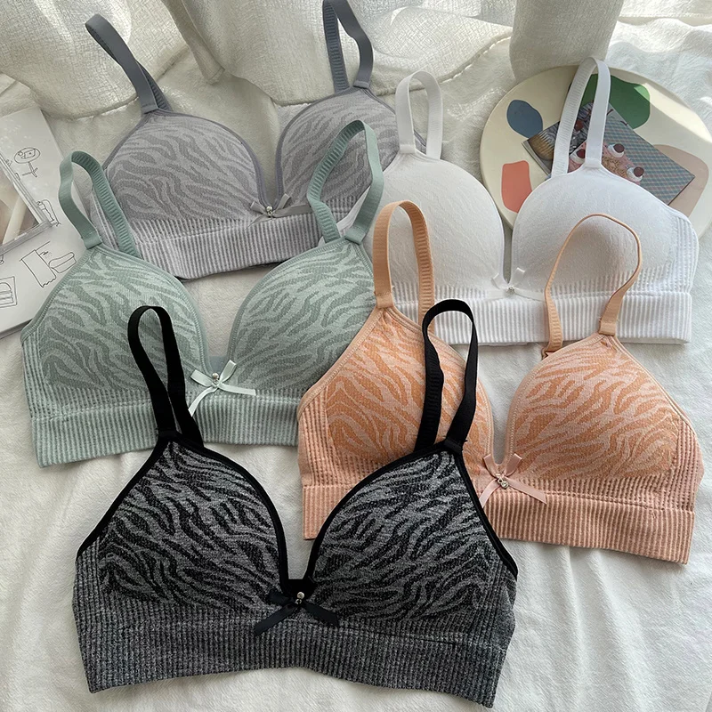 Женское нижнее белье с принтом зебры тонкий бюстгальтер без стальных колец