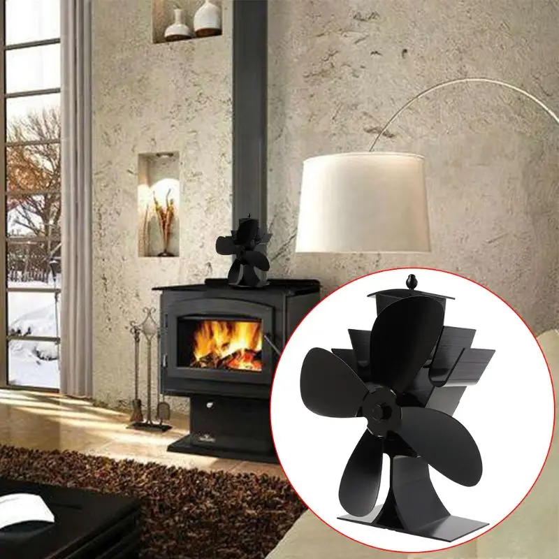 

Home Silent Stove Fan with 4 Blades Heat Powered Electrical Fan for Fireplace B85C