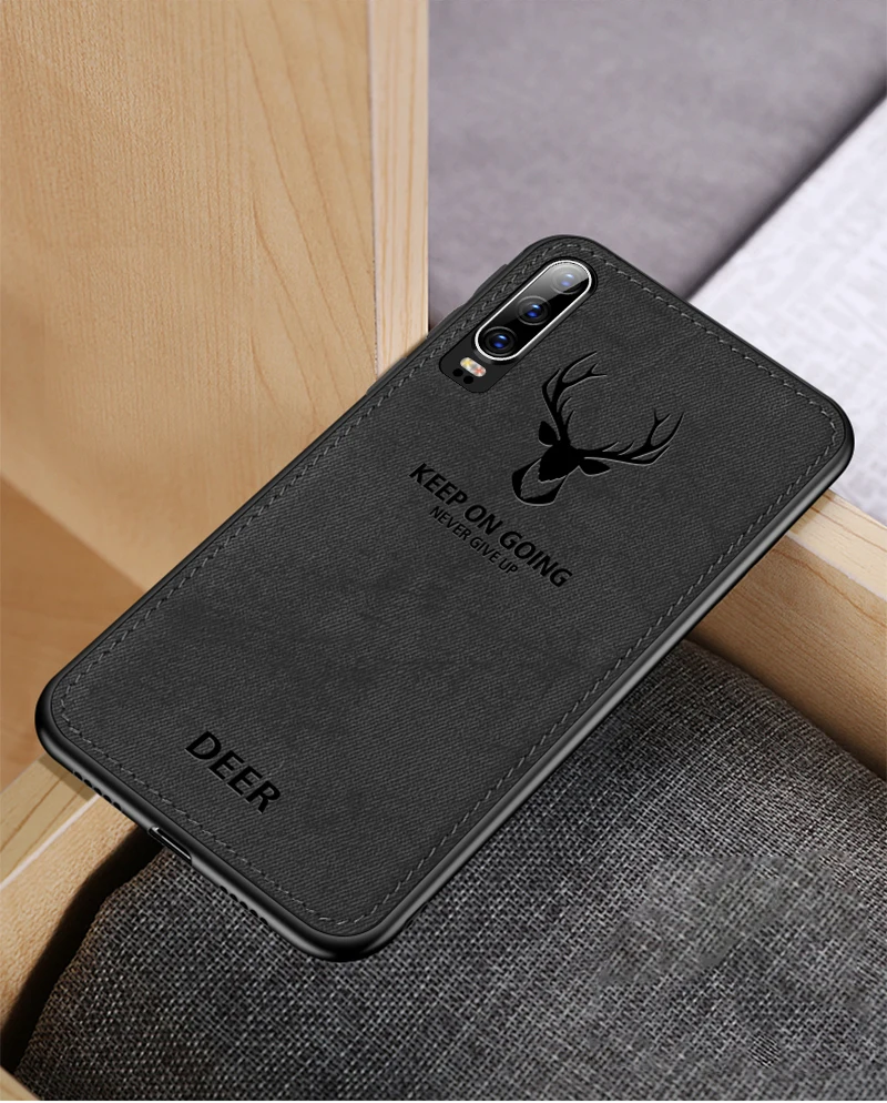 Ультратонкий силиконовый чехол для телефона с рождественским оленем для huawei P30 P20 P10 Lite Pro Plus, роскошный защитный тканевый чехол