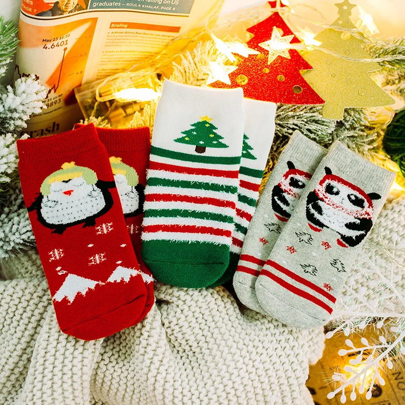 

Brand Cartoon Christmas Tree Santa Claus Winter Thick Cotton Baby Kids Girls Boy Christmas Terry Socks