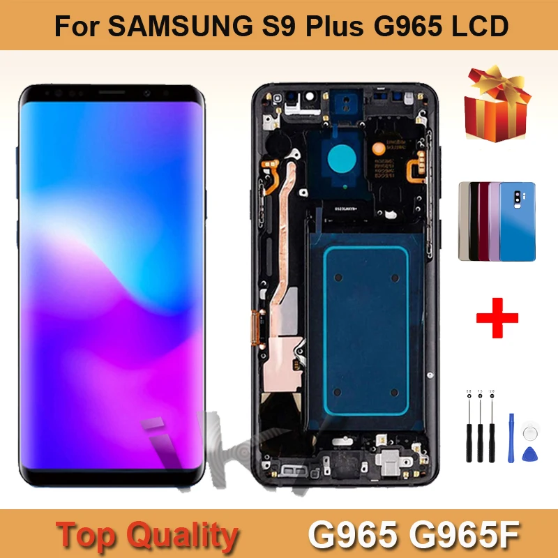 Reemplazo de la cubierta trasera de la bater&iacute;a G965, montaje LCD para Samsung Galaxy S9 Plus G965F, pantalla t&aacute;ctil, digitalizador con marco-0