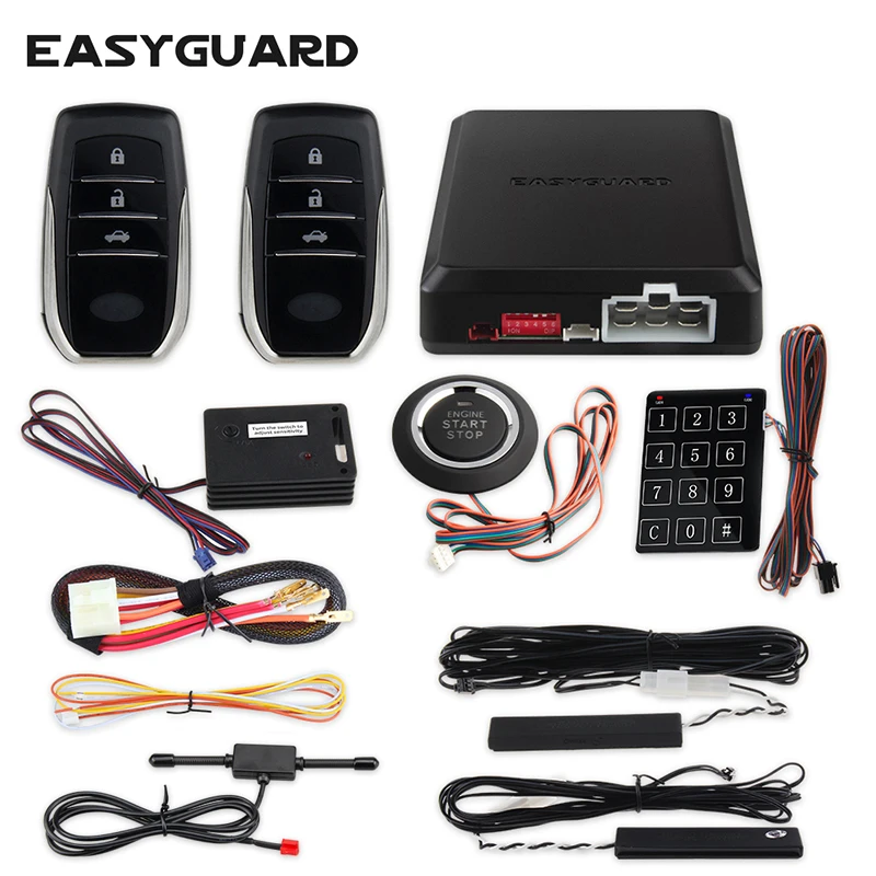 

EASYGUARD smart key PKE ключи сигнализации Система бесключевого доступа кнопка запуска сенсорный ввод пароля вибрации keyless go сис