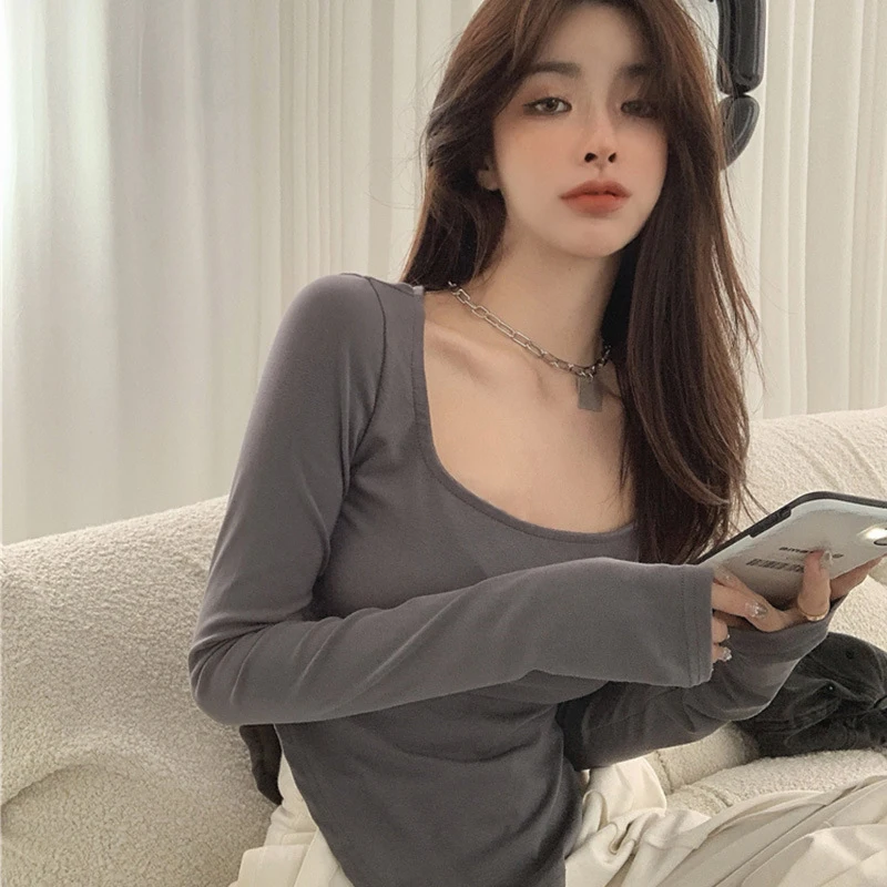 

2021New Fashion Woman Causal Irregular Inner T Shirt Y2k Summer Vintage Long Sleeve Top Funni Aesthetic Shirt Design Tee Clothes