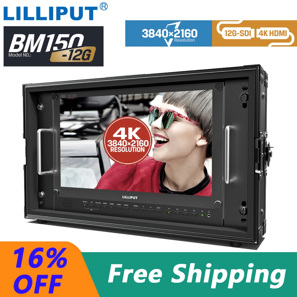

LILLIPUT BM150-12G 15.6 Inch 3840x2160 12G-SDI 4K HDMI In&Output 4K UHD Broadcast Director Monitor With QuadView Peaking