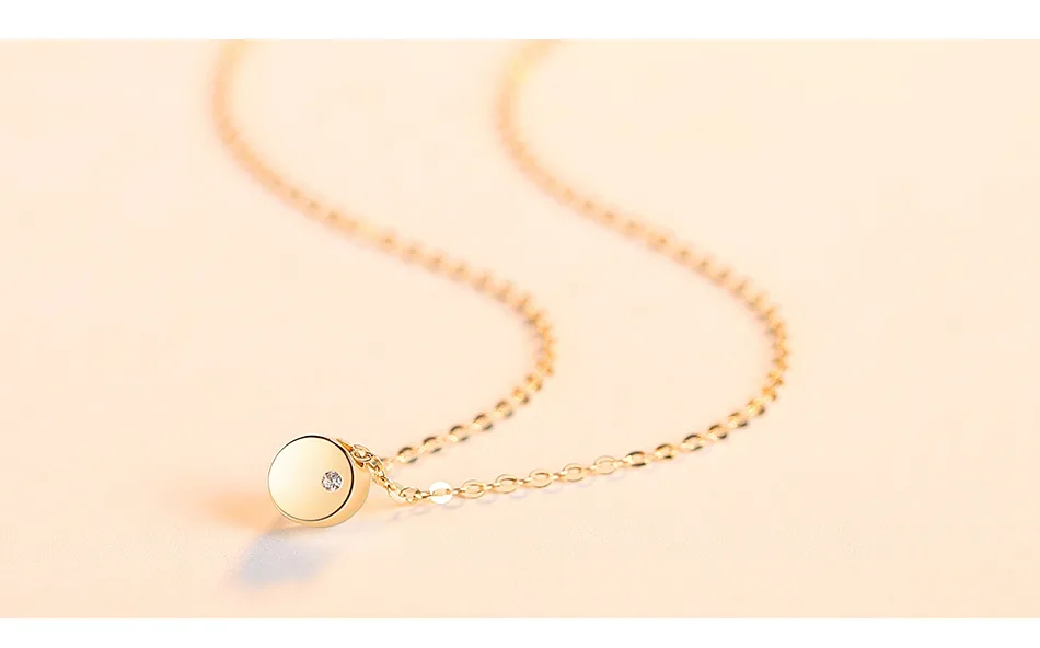 Чистое золото 14k ювелирные изделия кулон ожерелье Мода Простой Круглый Циркон O-Chain Ожерелье s для женщин ювелирные украшения