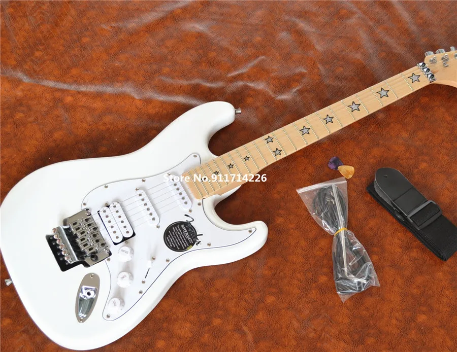 

High quality white double electric guitar five-pointed star inlaid heritage classic free shipping can be customized