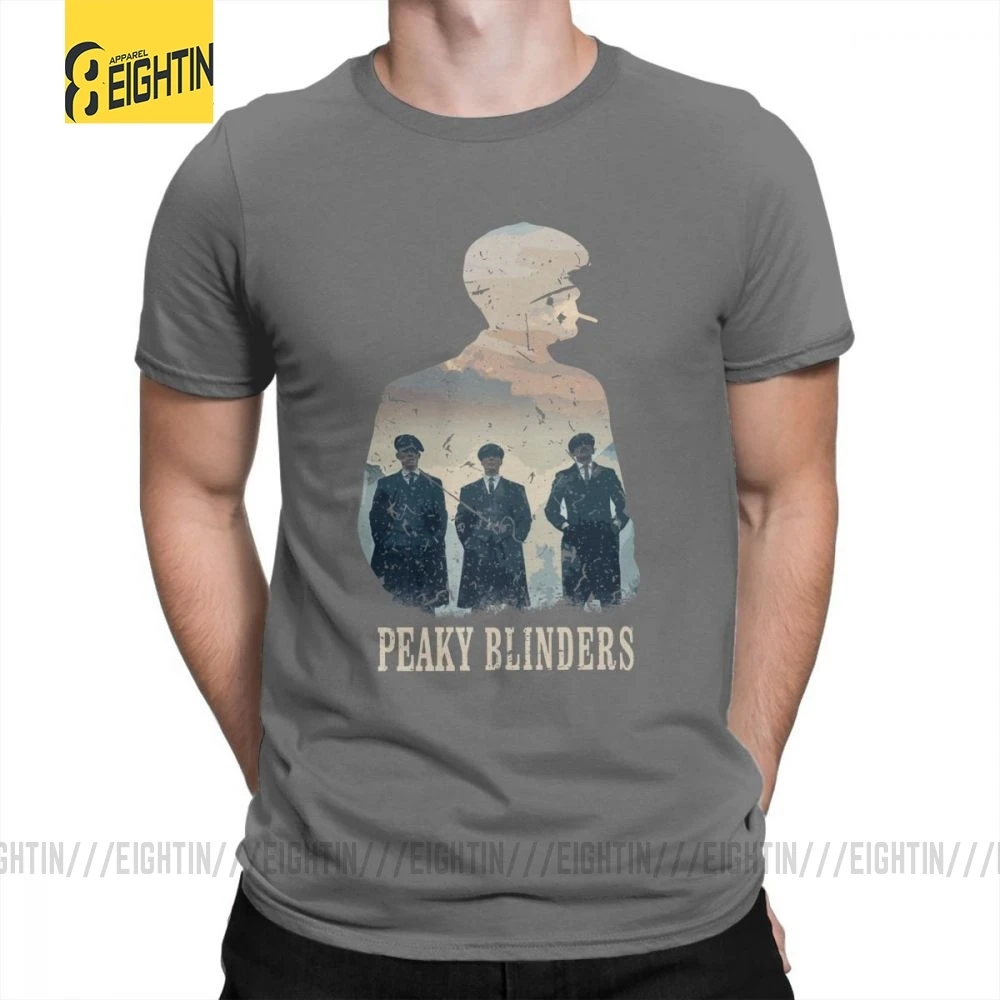 Peaky blinds футболки Уникальные для досуга Чистый хлопок мужские футболки с коротким рукавом o-образным вырезом футболки размера плюс популярный фильм - Цвет: Темно-серый