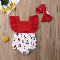 2pcs newborn baby girl summer clothes ruffle romper jumpsuit playsuit headband outfits 0 24m