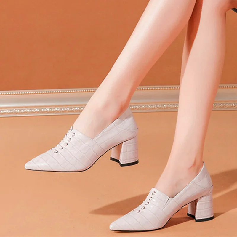 

Women Fashion Beige Pu Leather Snake Skin Pattern High Heel Shoes Ladies Classic Black Pumps Zapatos Dama AD-37