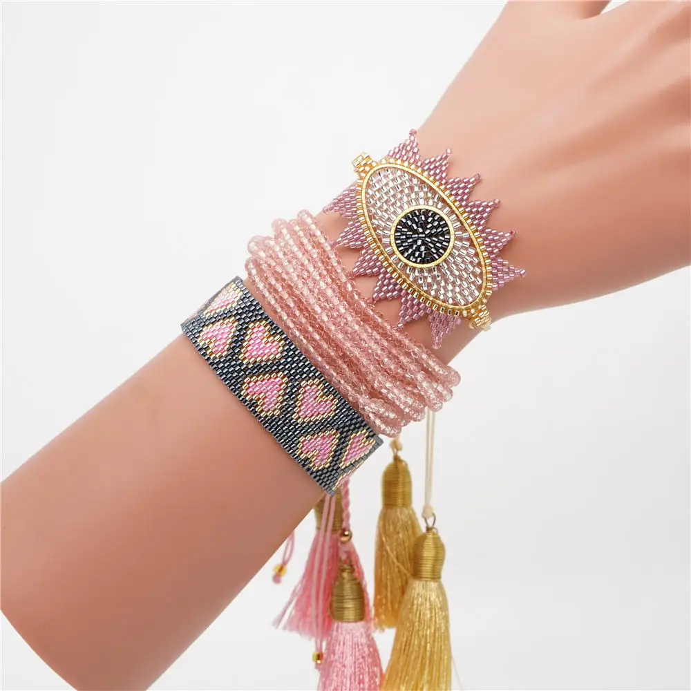 MI-S190190 MIYUKI Go2boho MIYUKI бисер браслет Турецкий Дурной глаз Pulseras Mujer Joyeria Сердце Браслеты мексиканские ювелирные изделия женский браслет с кисточками для ношения выше локтя - Окраска металла: MI-S190190 MIYUKI
