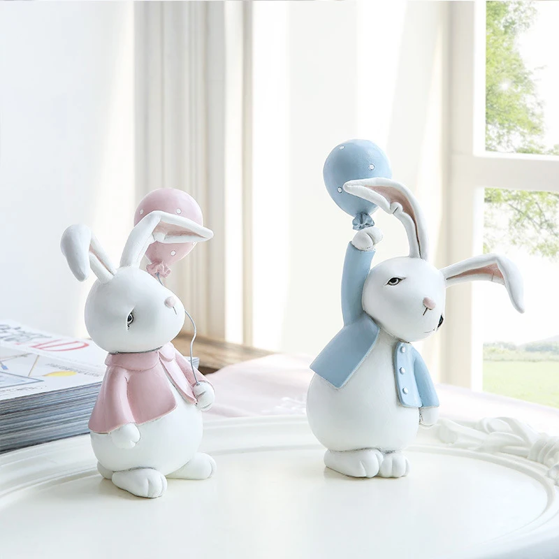 

Resin Bunny Rabbit Home Decoration Accessories Sculpture Figurines Crafts Desktop Miniature Model Ornaments Office Decor Statues